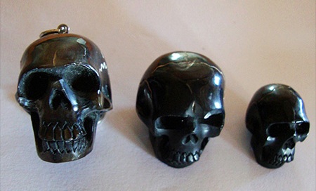 Black skull made from natural buffalo horn 